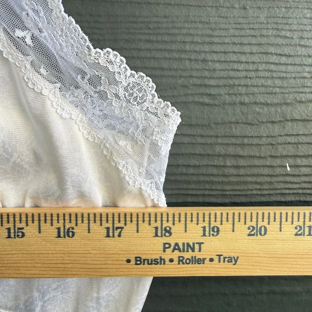 Vintage‎ Liza Lawrence White Lace Trim Full Slip Nightgown Size XL